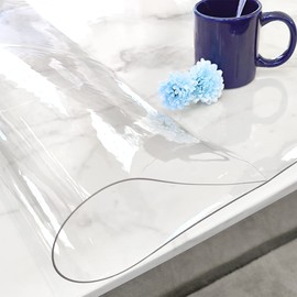 Heavy-Duty Clear Table Cover Protector, 1.5mm Thick, Waterproof Plastic Tablecloth, Non-Slip (70" x 35" (Rectangular))