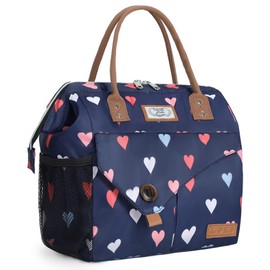 Lekespring Women's Cool Bag, Lunch Bag, 10 L, Small Cool Bag, Insulated Bag, Lunch Bag for Travel, Work, Picnic, Outdoor (Colourful Hearts)