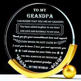 YWHL Grandpa Gifts from Granddaughter Grandson Birthday Gifts for Grandpa Crystal Keepsake Best Gifts Idea for Grandfather on Fathers Day Christmas Thanksgiving from Grandchildren