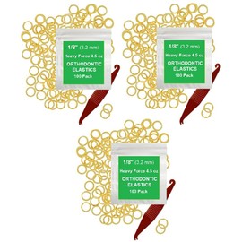 1/8 Inch Orthodontic Elastic Rubber Bands, 300 Pack, Natural, Heavy 4.5 Ounce Small Rubberbands Dreadlocks Hair Braids Fix Tooth Gap, Free Elastic Placer for Braces