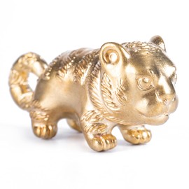 COPPERTIST.WU Cute Tiger Statue Ornament - Can be Shown in the Office, Home or Showroom as Decorative Ornaments or as a Collection - Handmade Original Design (Brass)