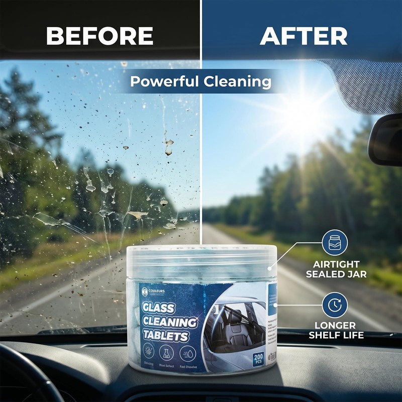 200-Pack Car Windshield Washer Tablets - Washer Fluid Tablets Glass