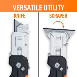 EZCLUB 2 in 1 Multifunction Folding Utility Knife Scraper Tool Fastback with Carry Case
