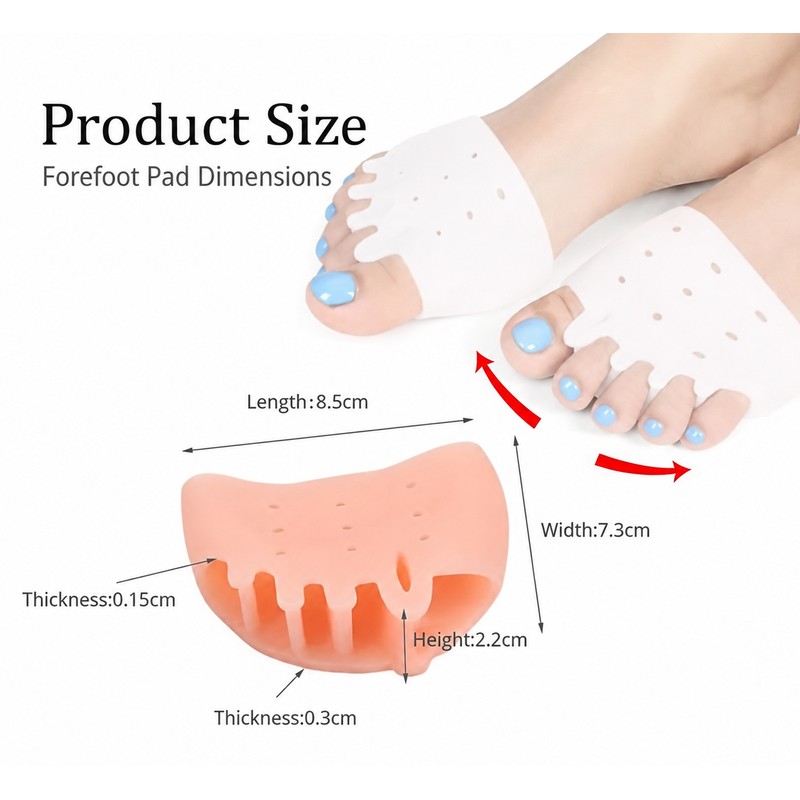 Silicone Toe Separator Forefoot Pad for Daily Comfort – Five-Hole