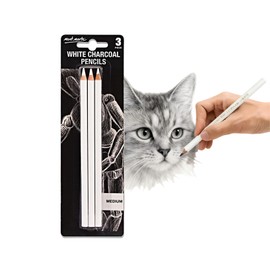 Drawing Pencils, White, Charcoal Brushes, Set of 3, Colored Pencils, Charcoal, Art Supplies, Sketch Pencils, Fragile and Easy to Grip, People, Animals, Landscapes, Sketching, Practice, Illustration,