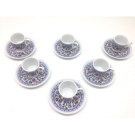 Turkish Coffee, Espresso Set of 6, Porcelain, Coffee Set, Floral, Stylish