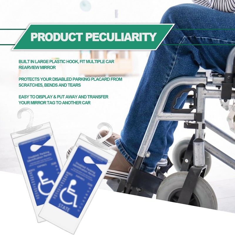 2 Pcs Handicap Placard Holder Ultra Transparent Handicapped Placard Holder