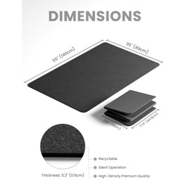 Office Chair Mat for Hardwood Floor, 55"x35" Felt Heavy Duty Protector for Tile & Carpet, 1/5" Thick Chair Mat for Computer Desk, Anti-Slip Office Desk Mat (Dark Gray)