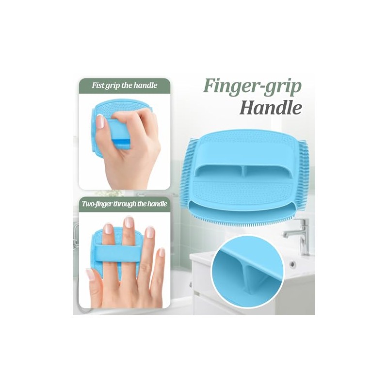 Juego Guantes Silicona Espalda Cara Baño Exfoliante Suave Cabeza Doble