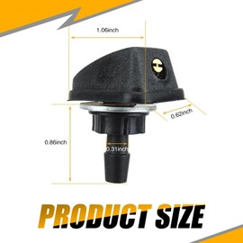 Flygun Pack-2 Car Wiper Nozzles, 0.31" Front Windshield Washer, Single Hole Adjustable Sprayer Head Kit, Automotive Fan-shaped Washer Replacement, Universal for Most Vehicles（Black)