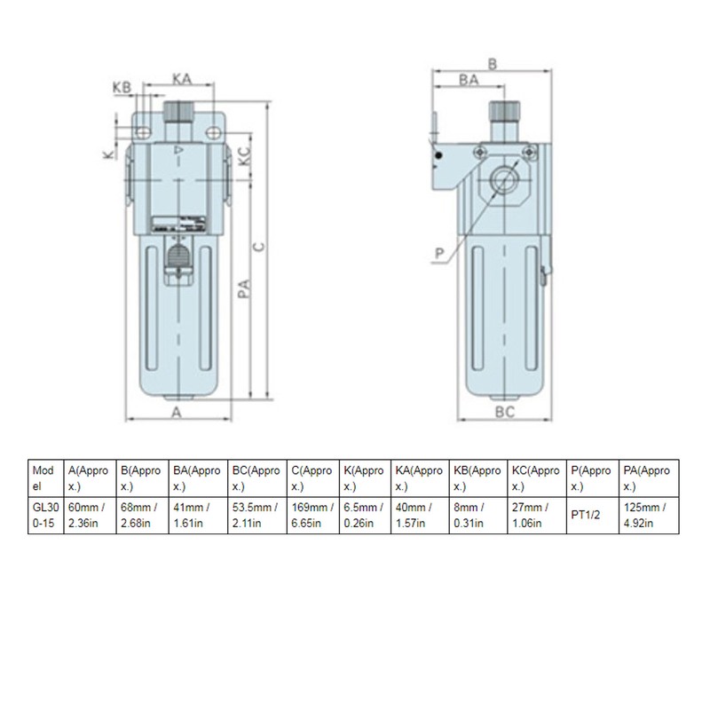 Oil Water Separator Aluminum Alloy Air Compressor Lubricator with Sealing