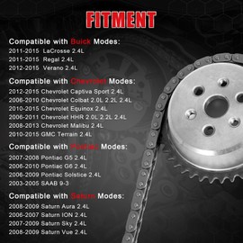 94201S Timing Chain Kit with Tensioner Guide Rail Crank Sprocket Shaft Sprocket Compatible with Chevy Malibu Equinox Buick LaCrosse L4 2.0L 2.2L 2.4L