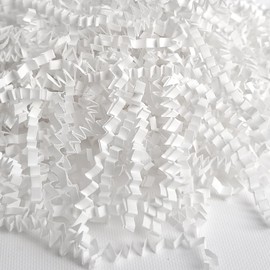 BOXHOME Shred Paper Filler (1/2LB) Crinkle Cut Paper for Wrapping & Filling Gift Basket Gift Boxes, White-Decoration Raffia Contains Bow