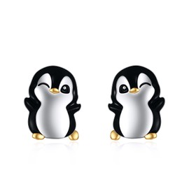 VONALA Penguin Earrings 925 Sterling Silver Penguin Stud Earrings Cute Animal Jewellery Gift for Women Girl