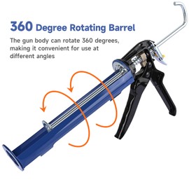 Yulaiyoen Caulking Tool Gun, Hand Caulking Gun with High 10:1 Thrust Ratio Drip-free Caulk Gun 10 oz for all Sealant and Adhesive Silicon Cartridges or Tubes Silicone Gun Tool Blue