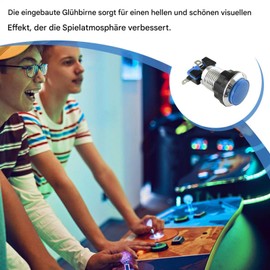 Arcade LED Illuminated Print, Arcade LED Push Buttons, Round for Arcade Machine, Resistant Play Supplies for Adults, and Girls