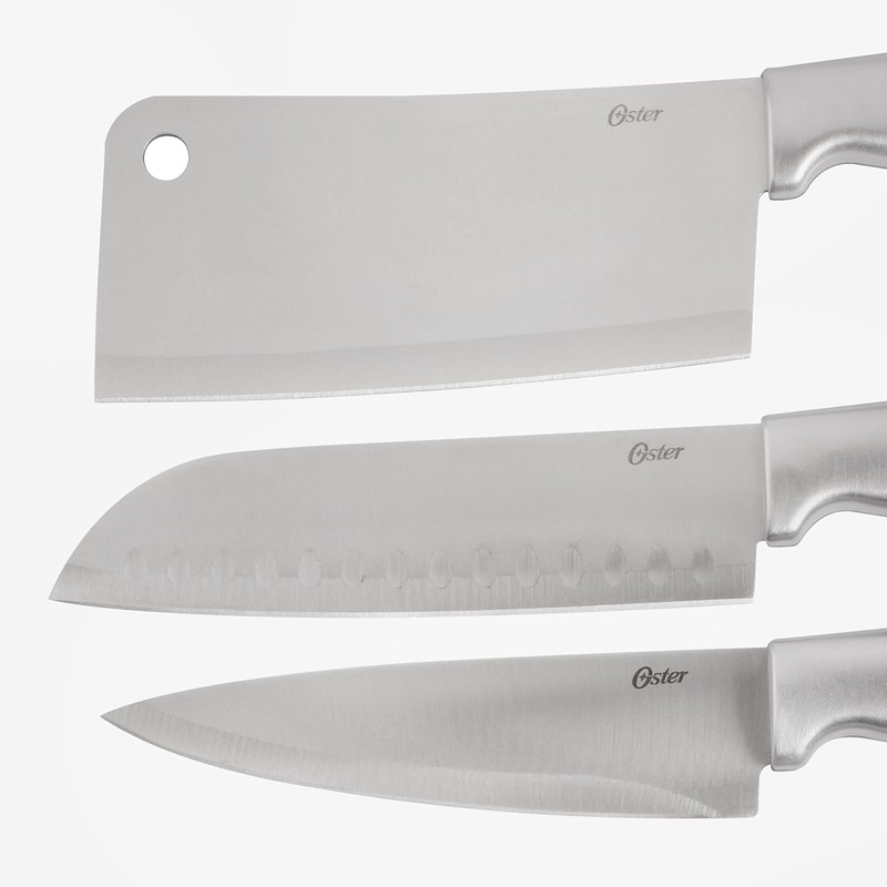 Oster Baldwyn High-Carbon Stainless Steel Kitchen Knife Cutlery Block Set,