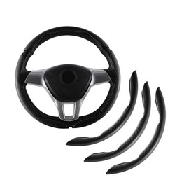 WEZCHUGHAOL Carbon Fiber Steering Wheel Cover, 3pcs Segmented Anti-Slip Universal Fit for Cars – Durable Protector for Men & Women, Fits 99% Vehicles (Black)