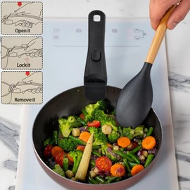 Godneei Pans with Detachable Handles, Anti-Scalding Detachable Pot Handle, Universal Heat-Resistant Handle, Maximum Load 5 Kg, Suitable for Milk Pans and Frying Pans. Etc, Length 19 Cm