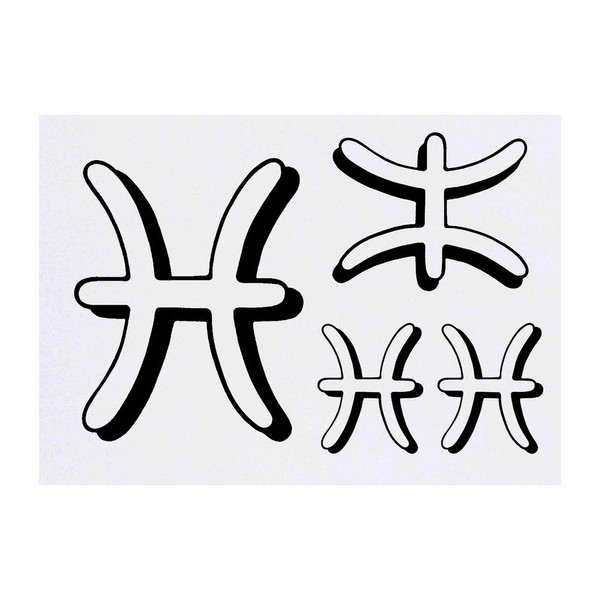 Azeeda 4 x 'Fische-Symbol' Temporäre Tattoos - Wasserfest, Hautfreundlich &
