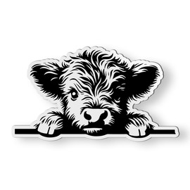 Highland Cow Peeking Magnet for Car Fridge Locker - 5" Cute Cow Magnet