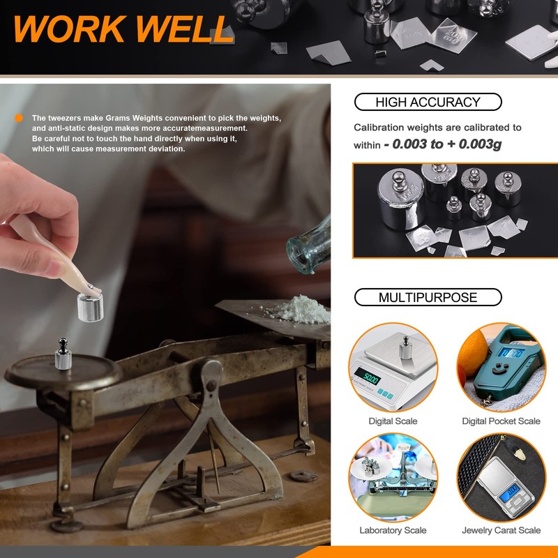 Rustark Precision Calibration Weight Set for Digital Balance Scale, Jewellery