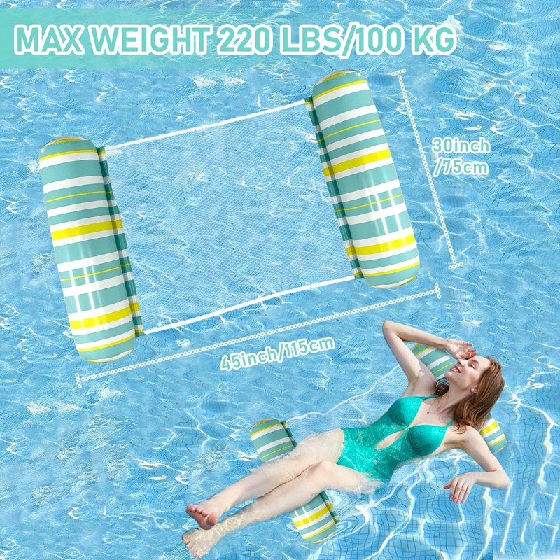 Pool Floaties for Adults, 3 PackInflatable Pool Float, Water Hammock
