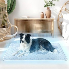 Cooling Mat for Dogs, Q-Max>0.5 Thin Breathable Dog Cooling Mat Blanket for Dogs, Anti-Slip Bottom Washable Pet Cooling Mat, Cool Relief & Portable for Travel Cooling Dog Bed,36x24, Grey