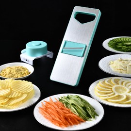 Multi-Functional Safe Mandoline Slicer for Kitchen, Food Chopper, Vegetable Slicer, Cutter, Grater,Durable Stainless Steel Surface and Blades， Kitchen Gadgets Sets with Container