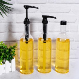 Fonyiunce Syrup Pump Dispenser, Syrup Dispenser Pump, for 1 Litre Bottle Container, Reusable Pump Dispenser, Syrup, with 6 Long Hoses, for Homes, Kitchens, Cafés, Bars, Pack of 6