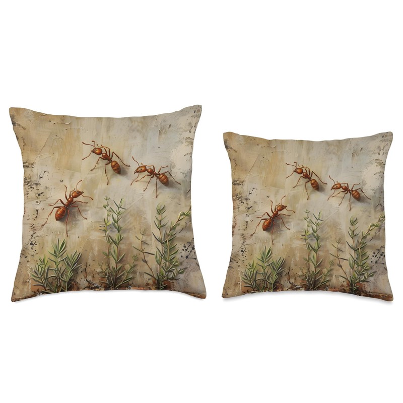 Vintage Insect Lover Gothic Fire Ant Throw Pillow