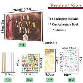 Scrapbook Photo Albums 40 Pages 26x18cm, Our Adventure Book, Brown Thick Paper, DIY Memory Scrap Book, Travel Journal Scrap Book Ideal for Your Scrapbooking Albums Art & Craft Projects,with 8 Stickers