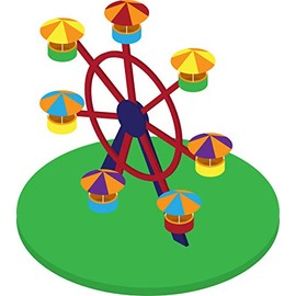 Fun Amusement Park Carnival Activities Rides Games Cartoon Vinyl Sticker (4" Tall, Ferris Wheel)