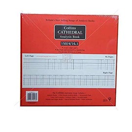 Collins Debden Ltd 061438 150 Series 297 x 315 mm 96 Pages Cathedral Analysis Book 4 Debit and 16 Credit Columns, Red, Pack of 1