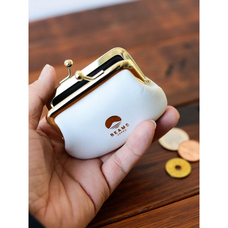 Beams Japan Matsunoya Cowhide Leather Mini Wallet Pouch Monotone, white,