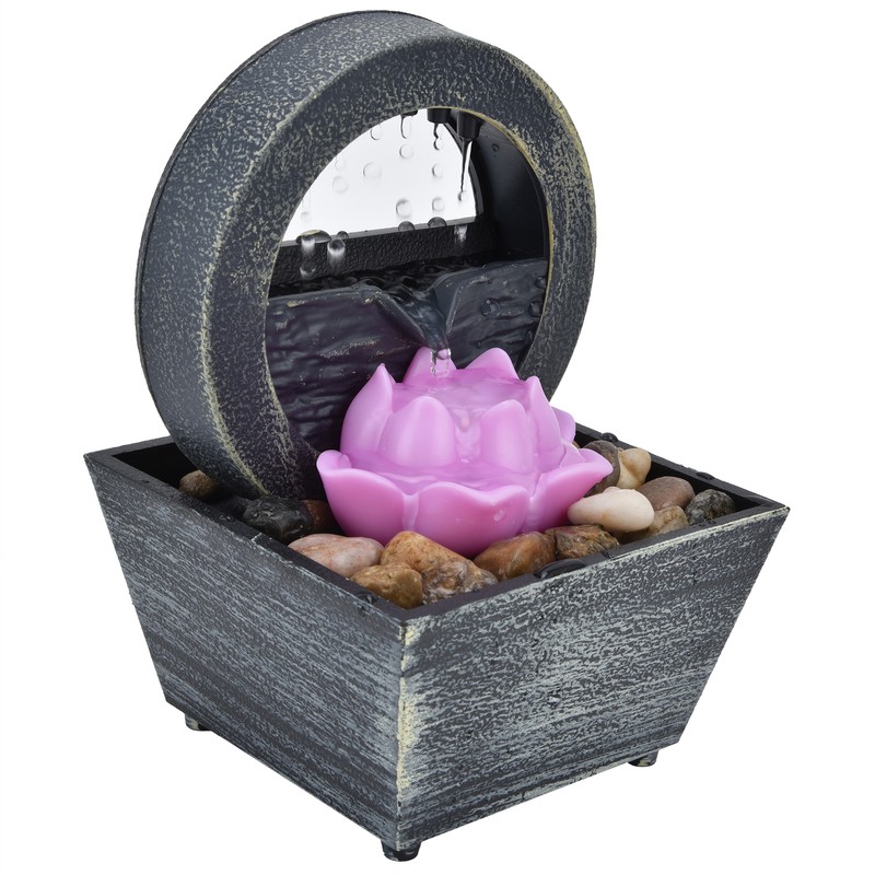 3V USB Plastic Flower Water Fountain LED Tabletop Fountain with