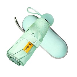 Mini Travel Umbrella for Purse With Case,Compact UV Protection for Sun & Rain, Lightweight Small Umbrella for Backpack,Tiny Portable folding Umbrellas for Women Girls Boys(Green)