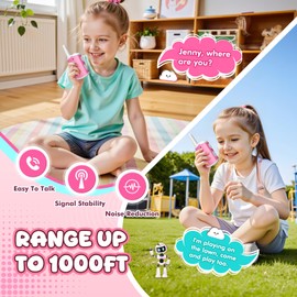 Kids Walkie Talkies Gifts for Girls: Toys Walkie Talkies for Kids 2 Pack Birthday Gifts for 3 4 5-7 Year Old Girls Toys Age 4-5 6-8 Years Old 2 Way Radio Family Camping Outdoor Hiking Pink