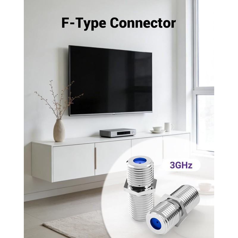 VCE 3GHz Coaxial Cable Connector, RG6 Coax Cable Extender F-Type