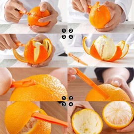 5Pcs Orange Plastic Peeler Remover Multifunctional Easy Open Fast Peeling Knife Citrus Lemon Cutter Fruit Opener Tools Graters, Peelers and Slicers(ZS425)