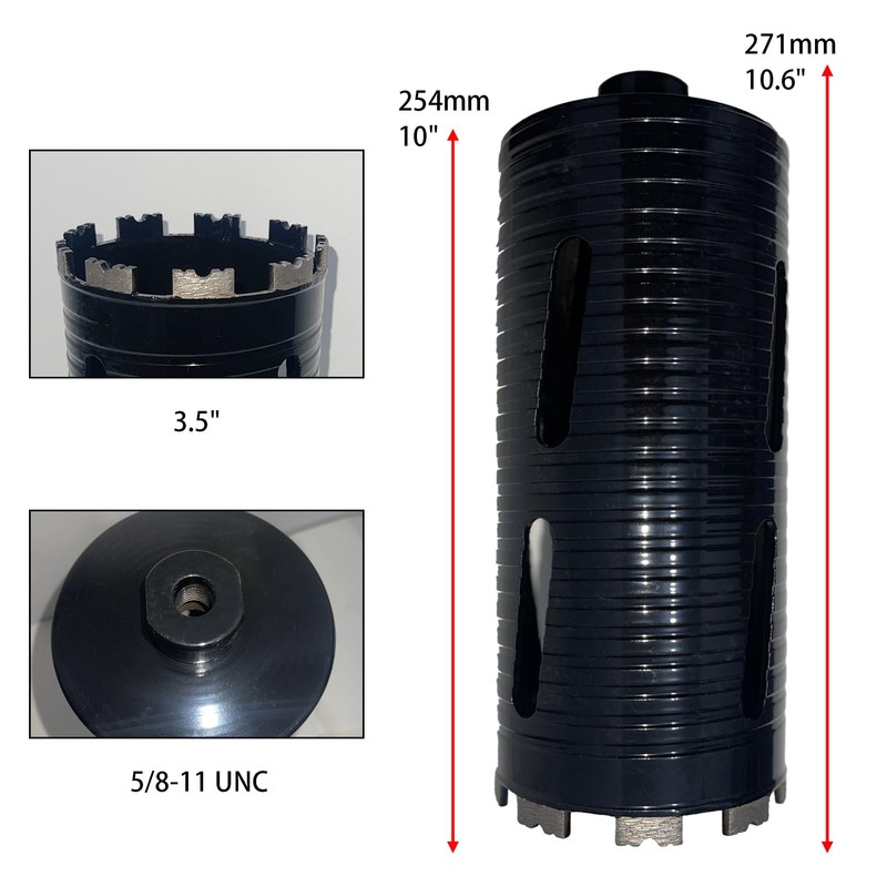 3 1/2 inch Dry Core Drill Bit 10in/254mm Drilling Depth，