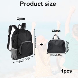 Dongnesi Small Backpacks for Men Women, Foldable Backpack Lightweight, Foldable Rucksack for Travelling, Waterproof Folding Backpack, Camping Hiking Travelling Packable Black rucksack