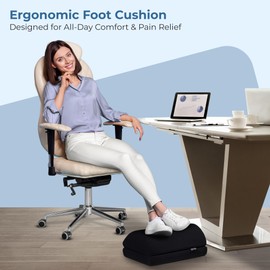 Foot Rest Under Desk Cushion - Adjustable Height 15 cm - Foot Stool - Premium Ergonomic Pad for Extra Leg Support - Breathable Mesh Cover - Non-Slip Bottom - Home Office Accessories