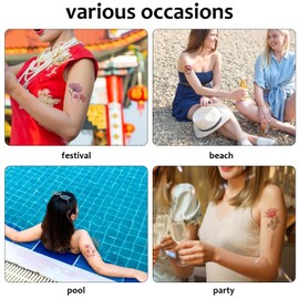 MBAIYO 20 Sheets Flower Temporary Tattoos, Floral Body Stickers, Watercolor tattoo decals, X-Ray Rose Lily Paster for Face Body Arm Kids Birthday Party Favors Makeup Gifts