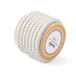 PandaHall 3.5M 6mm Round Genuine Leather Braided Cord for DIY Bracelet Necklace Jewelry Making (White)