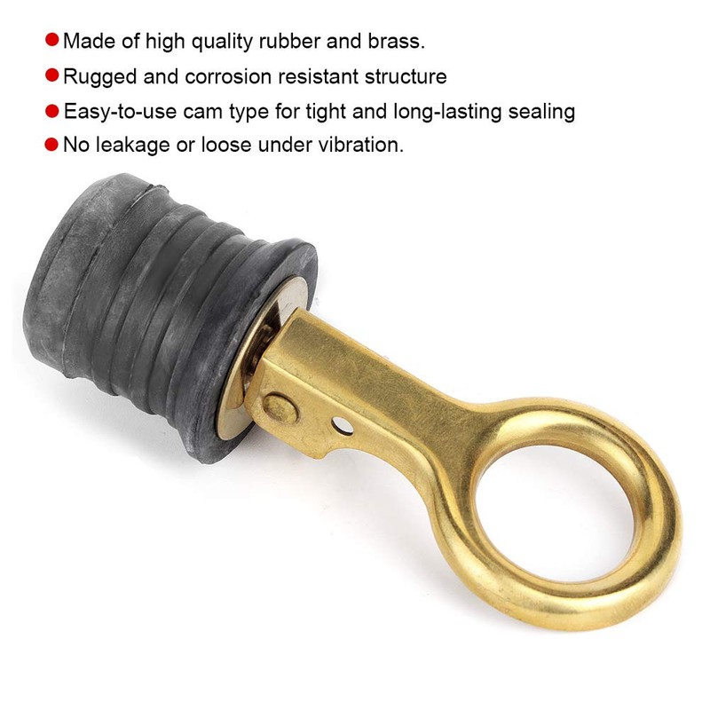 Boat Drain Plug, Brass Rubber Locking Screw for Boats Marine