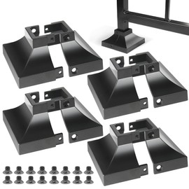 WOWACE Aluminium Deck Post Base Cover, for Handrail, Stail, Porch Deck Railing Base Post Covers (Post-1"x1" Base-3.5"x3.5", Black, 4)