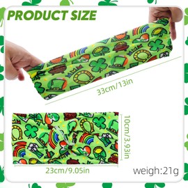 BYETOCE St. Patrick's Day Headband Green Shamrock Stretchy Hairband for Women Dwarves Gold Coins and Beer Printed Knotted Headband Irish Festival Hair Accessories for Women Decor