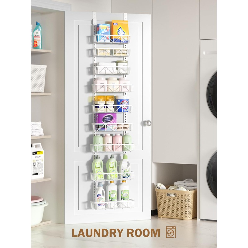 Delamu Narrow 9-Tier Over the Door Pantry Organizer, Adjustable Pantry