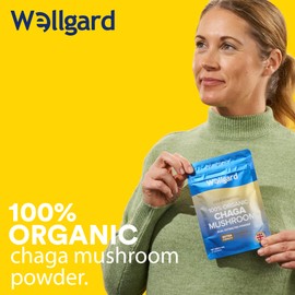 Wellgard Organic Chaga Mushroom Powder 90 Grams - Mushroom Supplement, Dual Extract, Easy to Use, Certified Organic